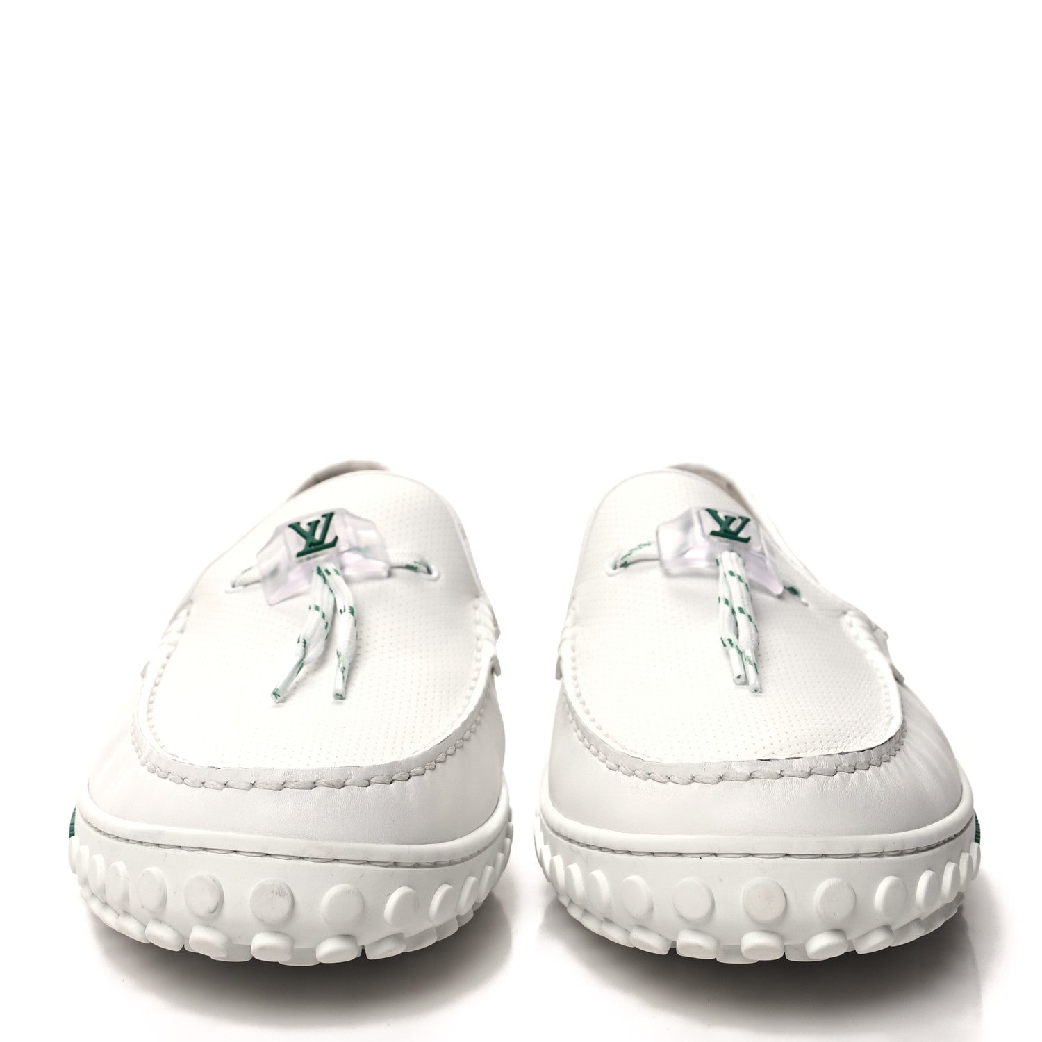 Louis Vuitton Monogram Mens Racer Moccasin Loafers 11 White Green 2 of 7