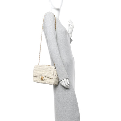 Chanel Raffia Crochet Paris Greece Medium Flap Bag Beige 2 of 10