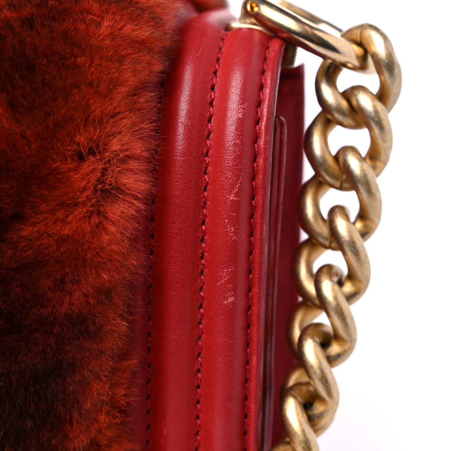 Chanel Orylag Rabbit Fur Calfskin Small Boy Flap Red 19 of 19