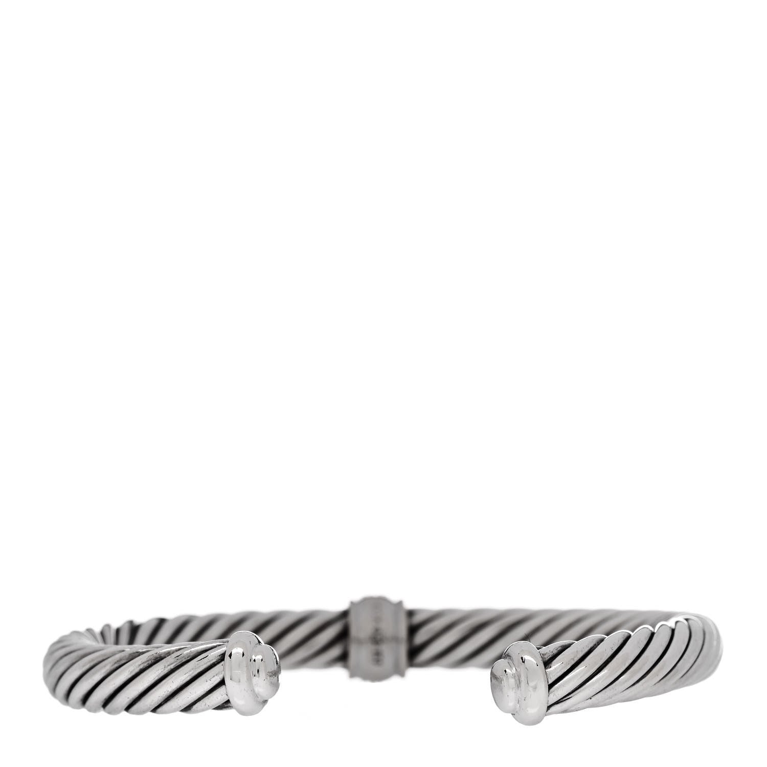 David Yurman Sterling Silver 18K White Gold Diamond 7mm Cable Classics Station Bracelet 2 of 4