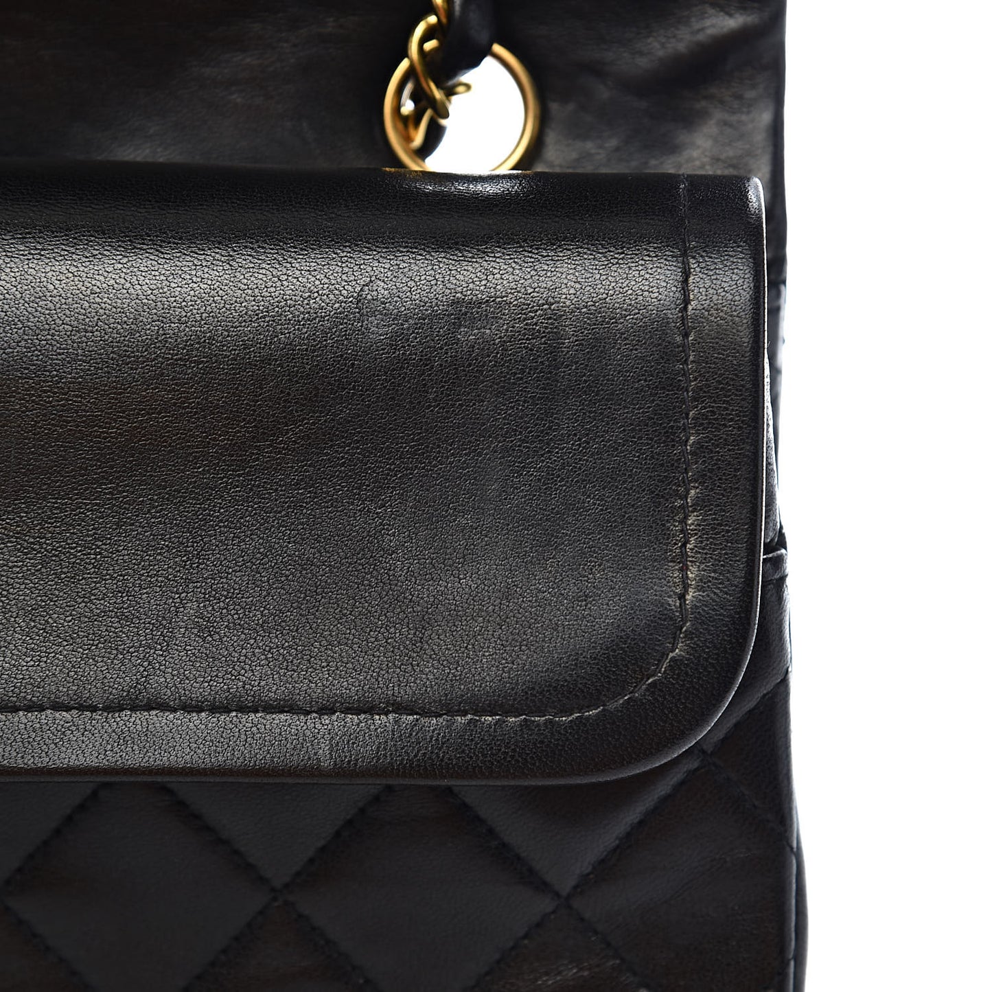 Lambskin Quilted Medium Double Flap Black