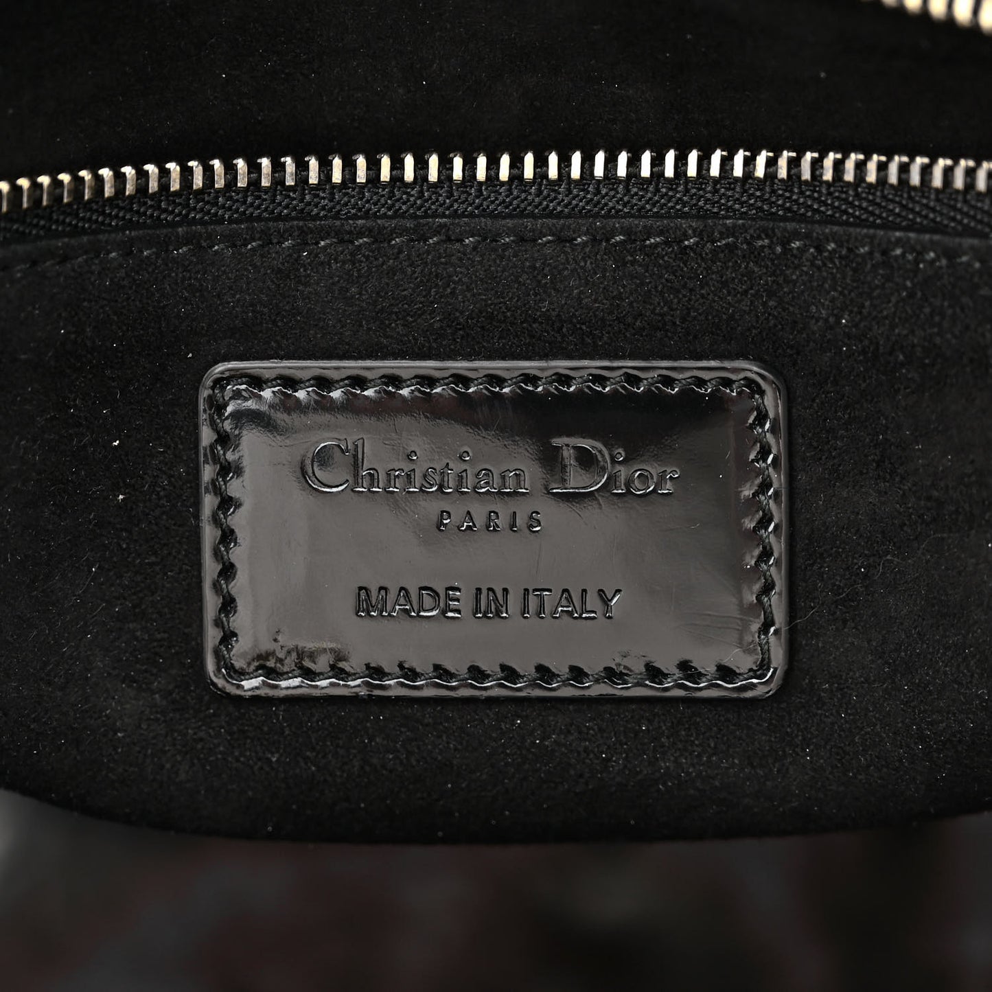 Patent Cannage Studded Large Lady Dior Black