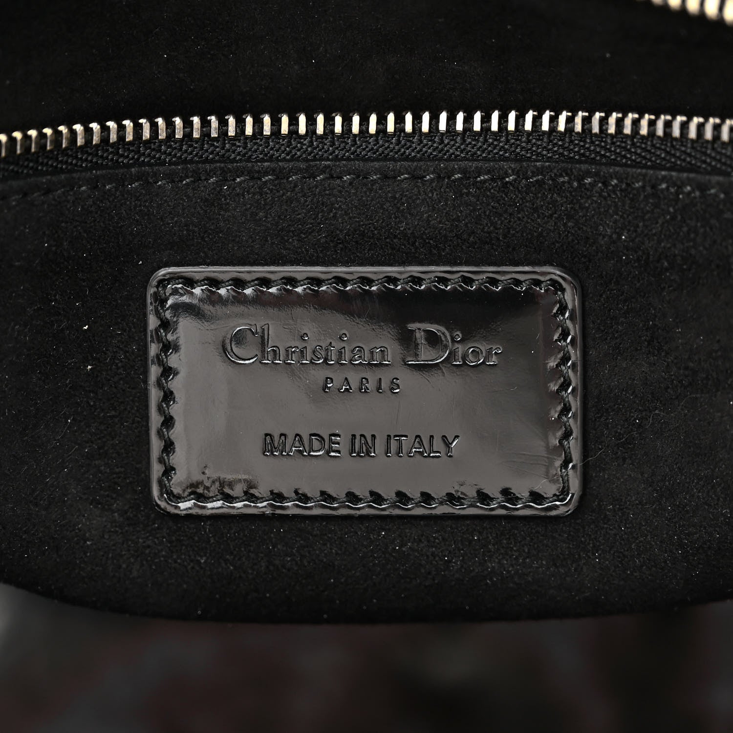 Christian Dior Patent Cannage Studded Large Lady Dior Black 7 of 12