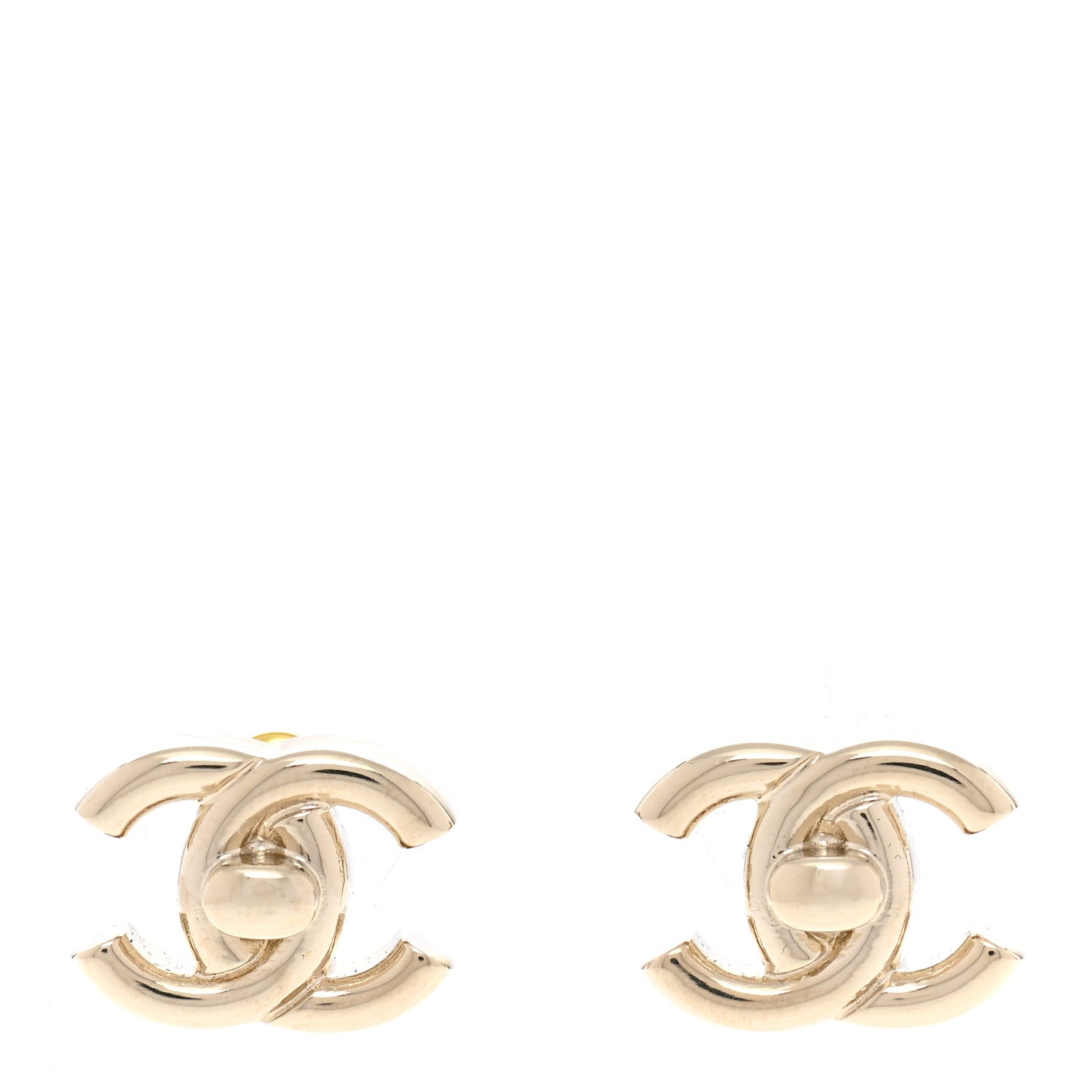 Chanel Metal CC Turnlock Earrings Gold 1 of 5