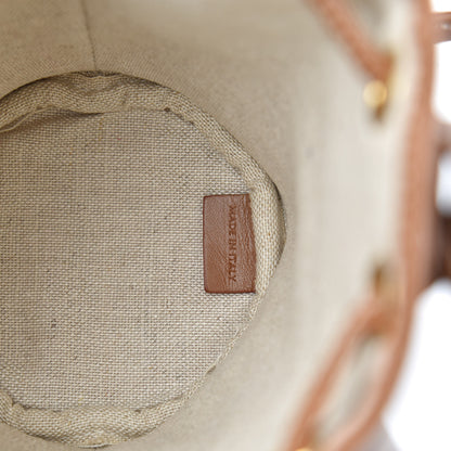 Celine Canvas Calfskin Triomphe Embroidered Bucket Bag Fox Red 6 of 9