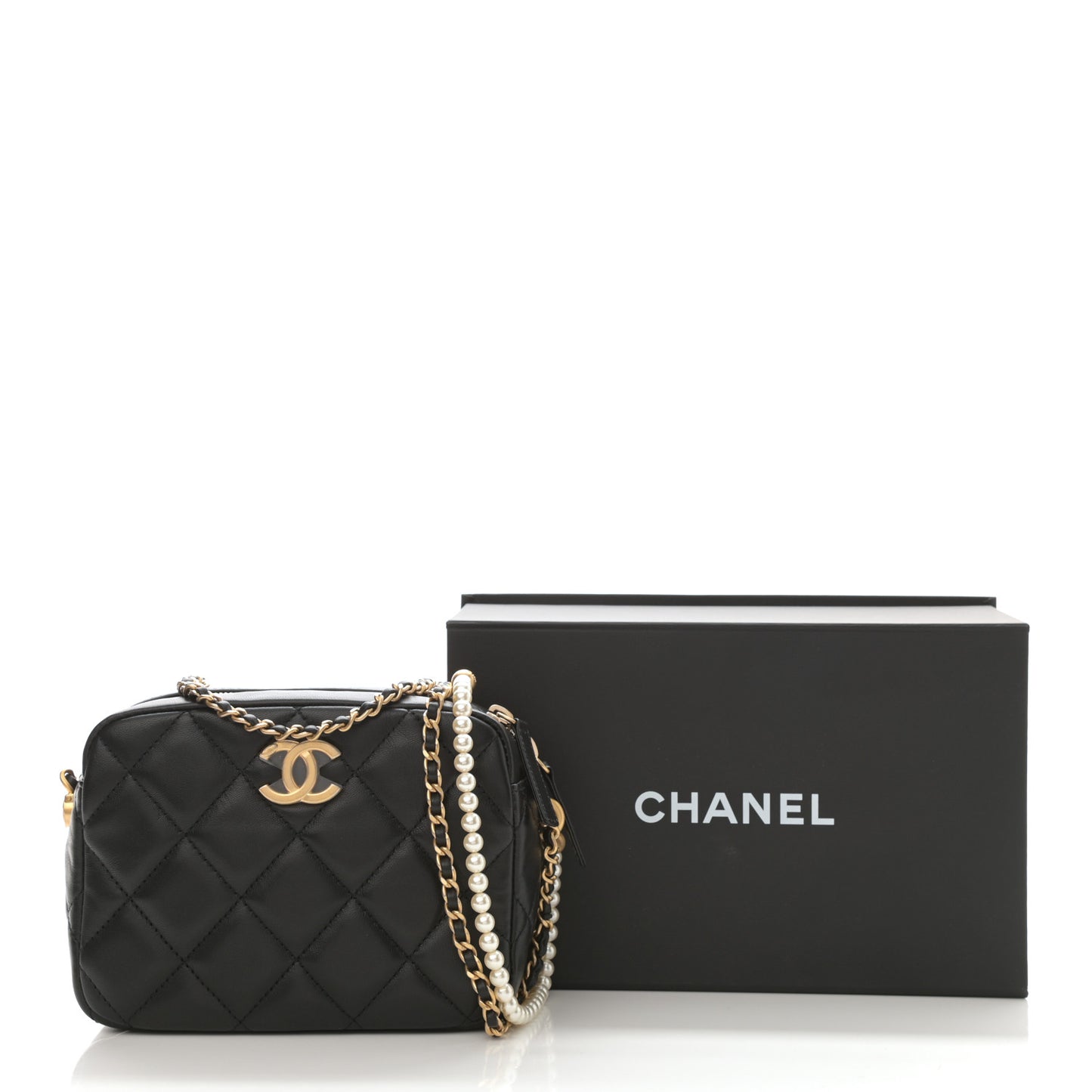 Lambskin Quilted Mini My Perfect Camera Case Black