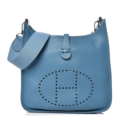 Hermes Taurillon Clemence Evelyne PM Blue Jean 1 of 8