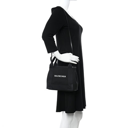 Balenciaga Cotton Canvas Calfskin Navy Cabas XS Black 2 of 12