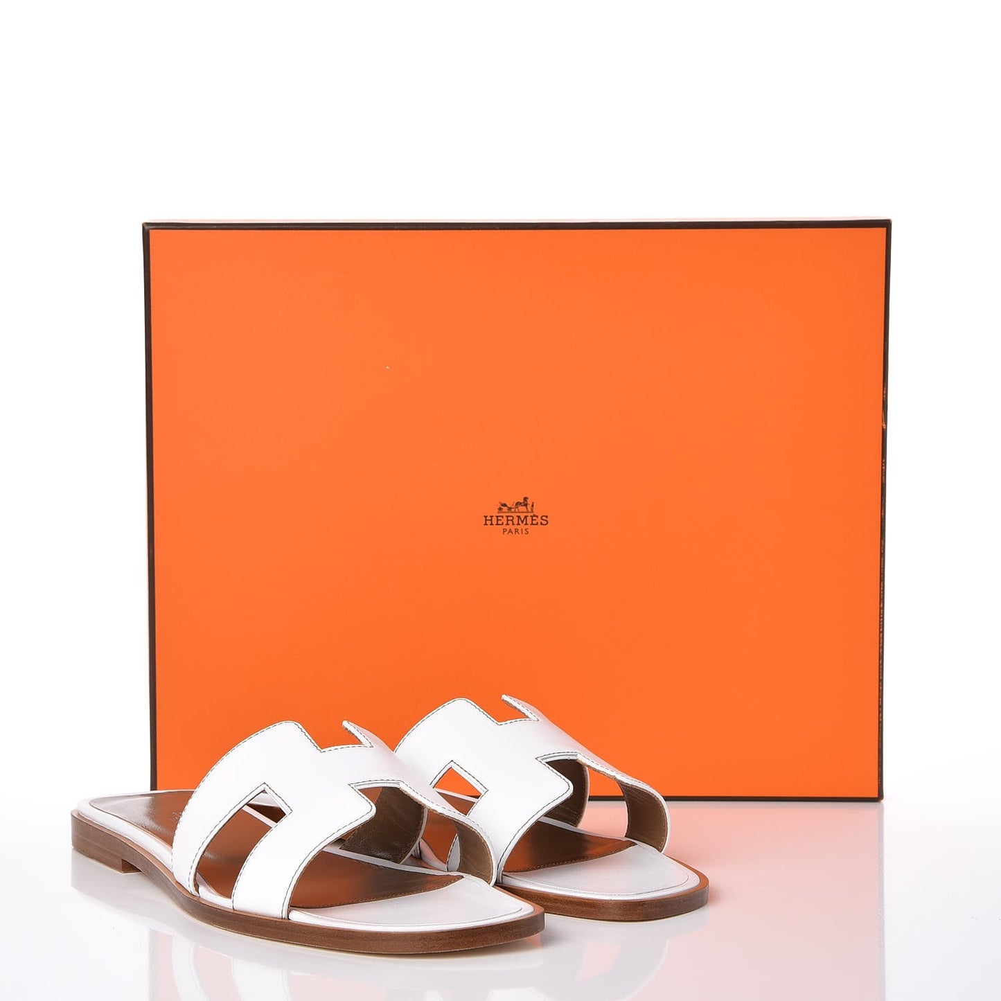 Box Calfskin Oran Sandals 37 White