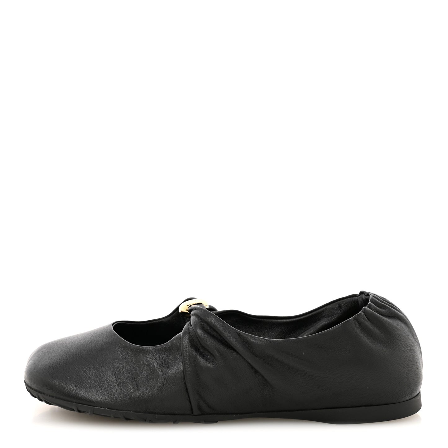 Lambskin Pebble Ballerina Flats 36 Black