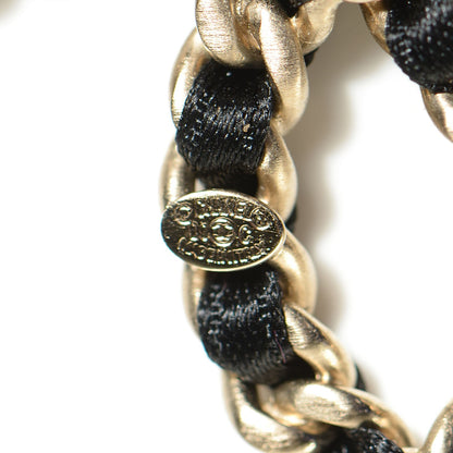 Chanel Satin CC Chain Earrings Light Gold Black 4 of 6