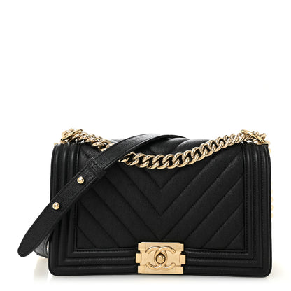 Chanel Caviar Chevron Quilted Medium Boy Flap Black 1 of 11