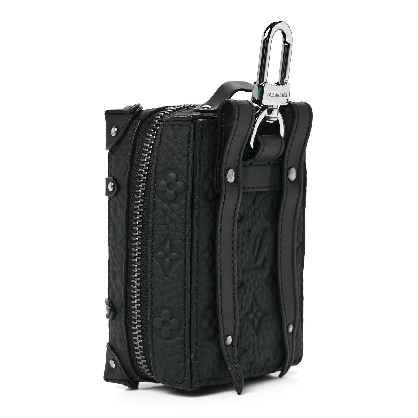 Monogram Taurillon Soft Trunk Backpack Pouch Bag Charm Key Ring Black