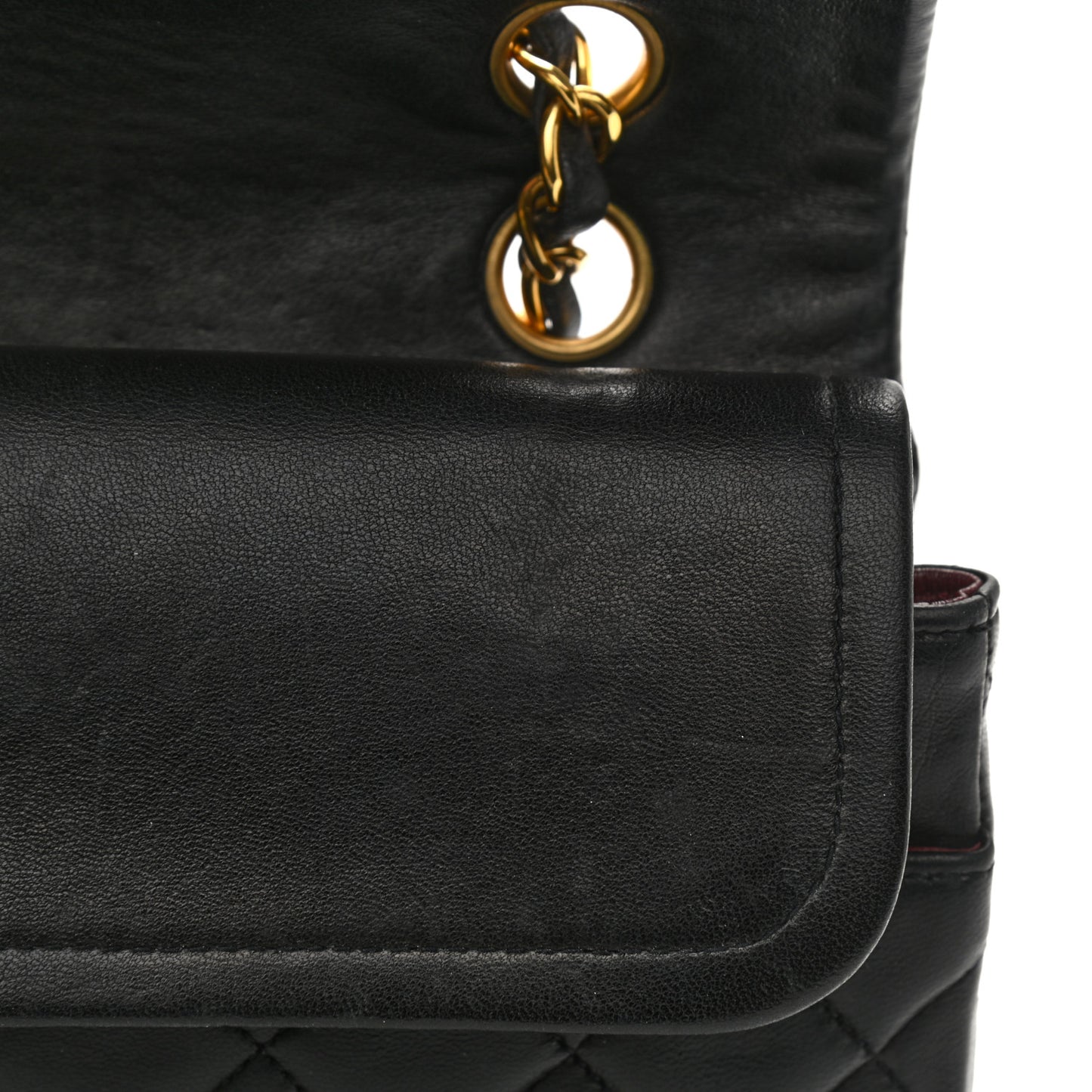 Lambskin Quilted Medium Double Flap Black