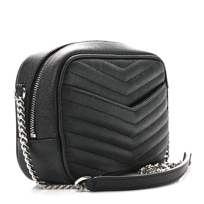 Saint Laurent Grain De Poudre Matelasse Monogram Mini Lou Camera Bag Black 3 of 10
