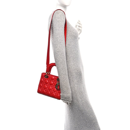 Christian Dior Lambskin Cannage Small My ABCDior Lady Dior Red 2 of 14