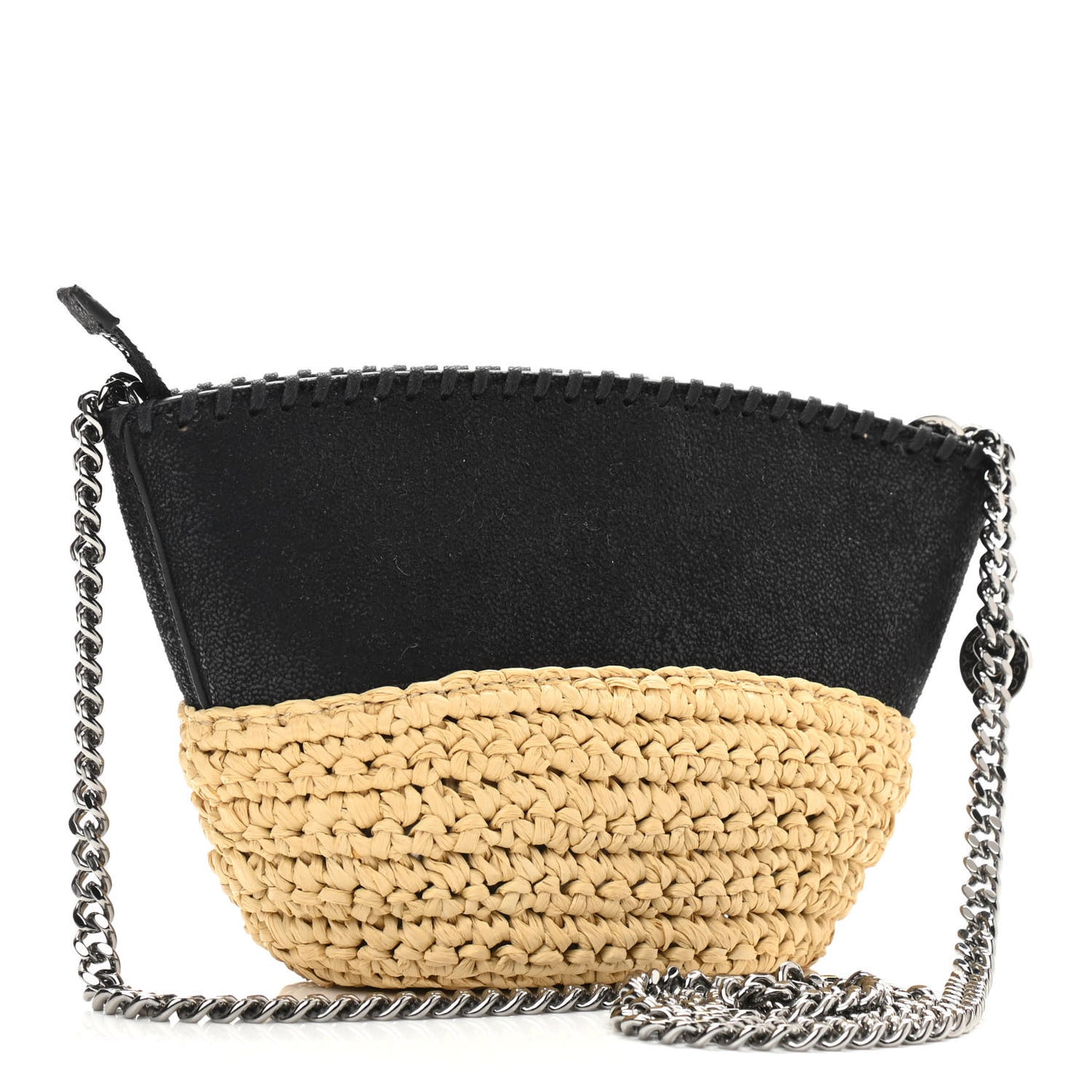 Shaggy Deer Raffia Mini Shoulder Bag Black