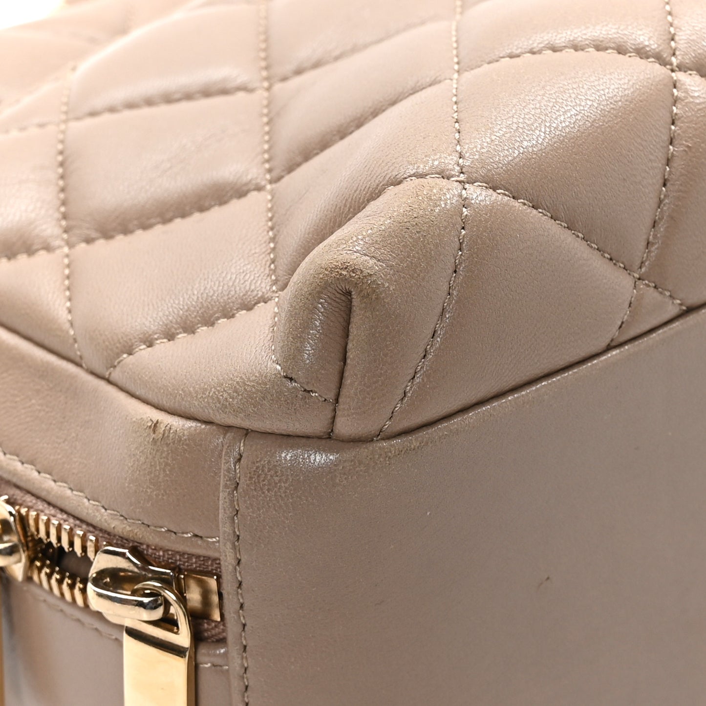 Lambskin Quilted Medium Trendy CC Bowling Bag Beige