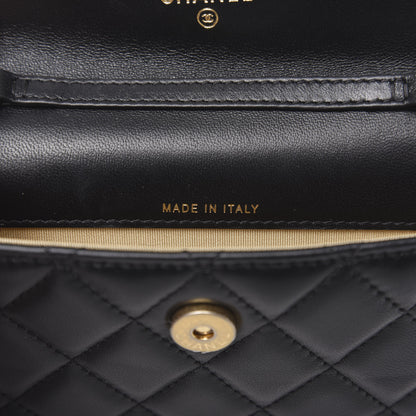 Chanel Lambskin Quilted Pearl Crush Clutch With Chain Black 7 of 12