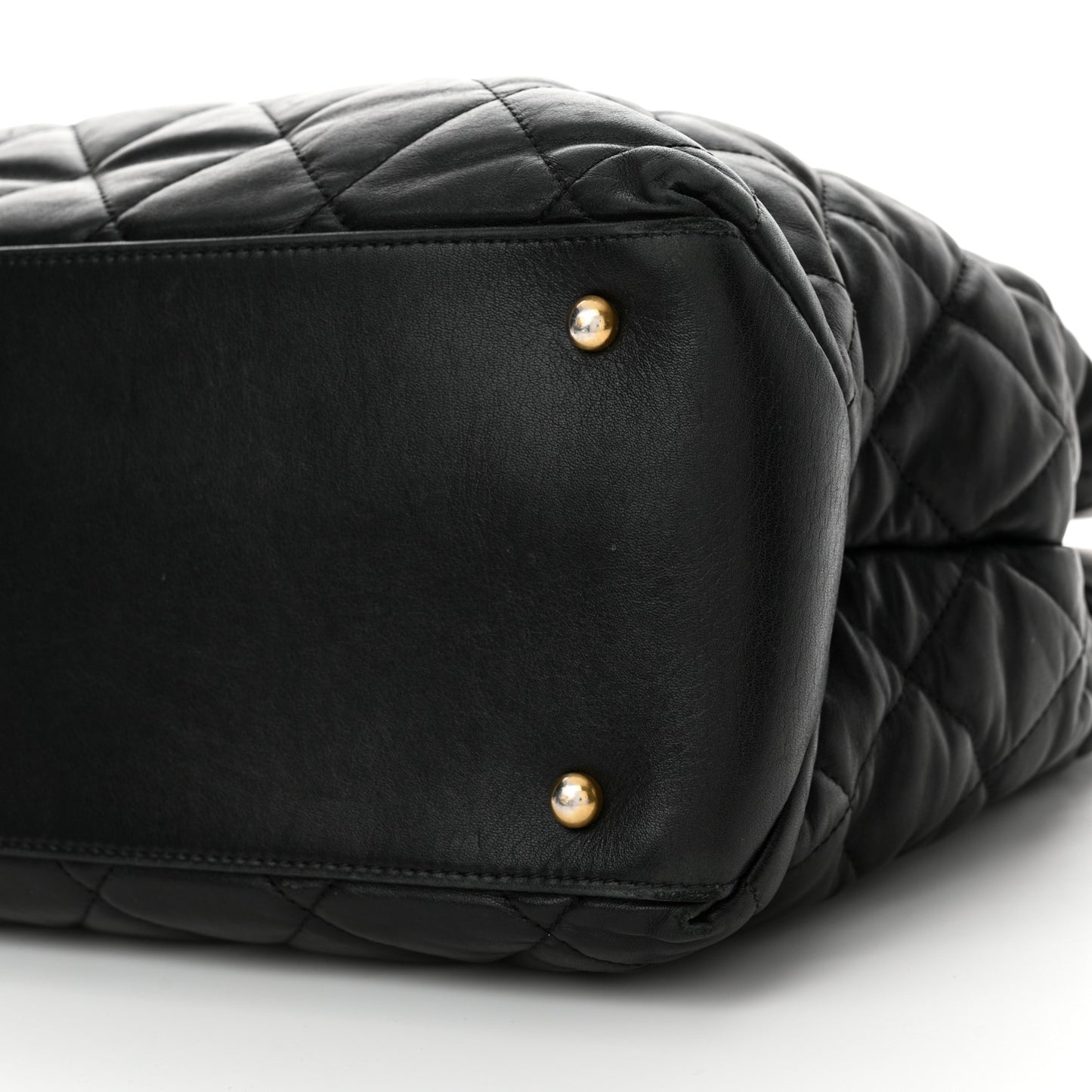 Calfskin Quilted Large Soft Elegance Tote Black