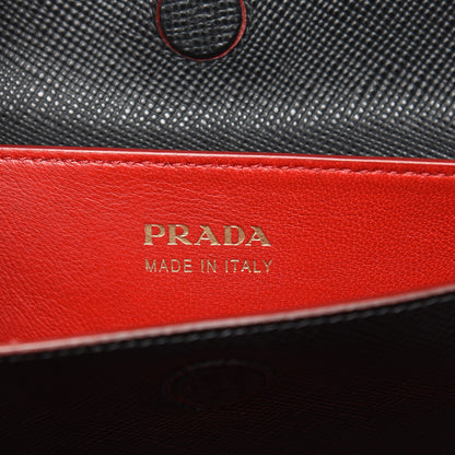 Prada Saffiano Cuir Large Double Bag Black Fuoco 7 of 11