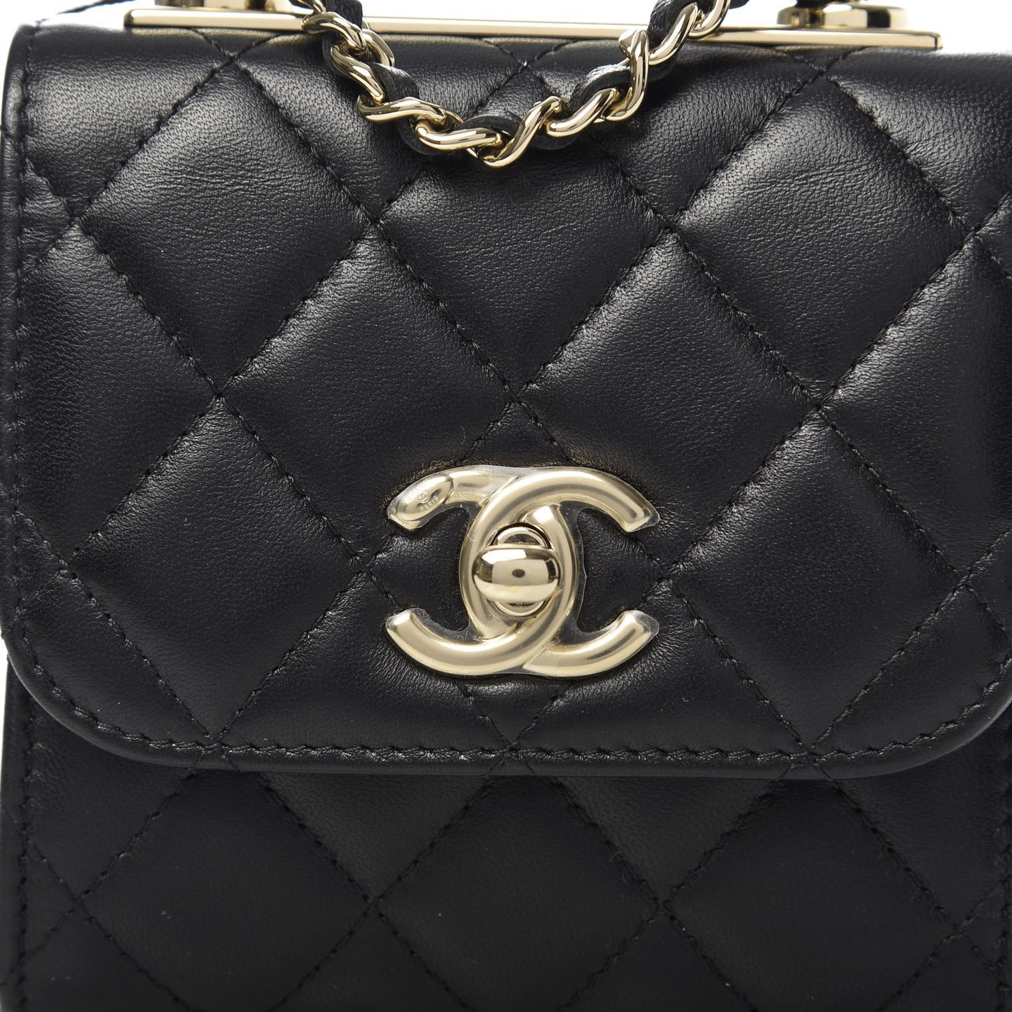 Lambskin Quilted Mini Trendy CC Chain Wallet Black