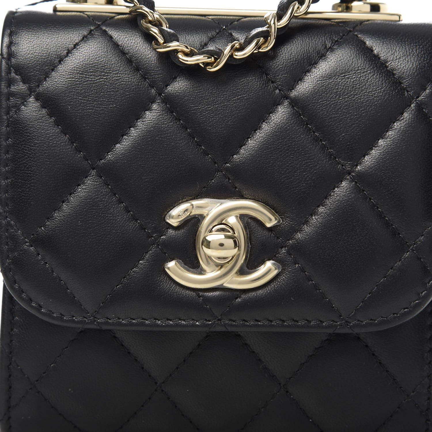 Chanel Lambskin Quilted Mini Trendy CC Chain Wallet Black 10 of 11