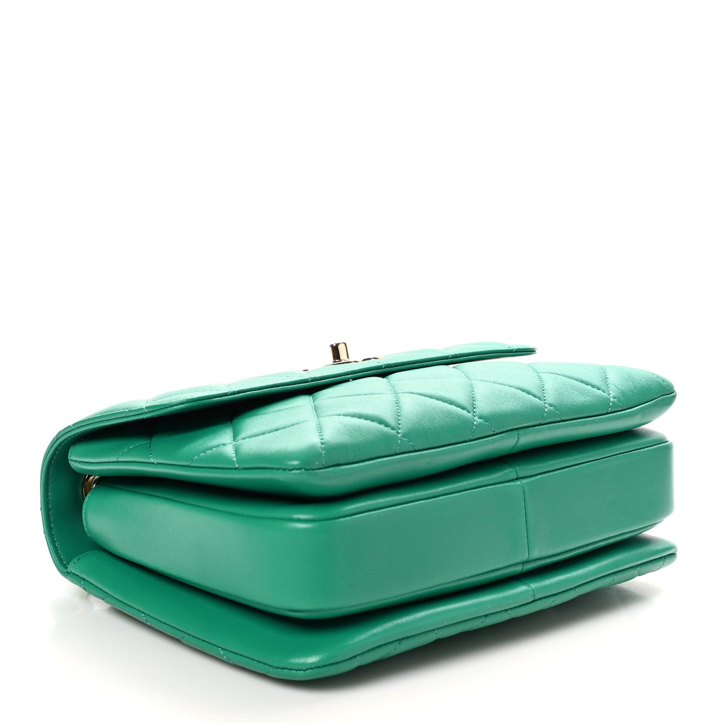 Lambskin Quilted Small Trendy CC Flap Dual Handle Bag Green