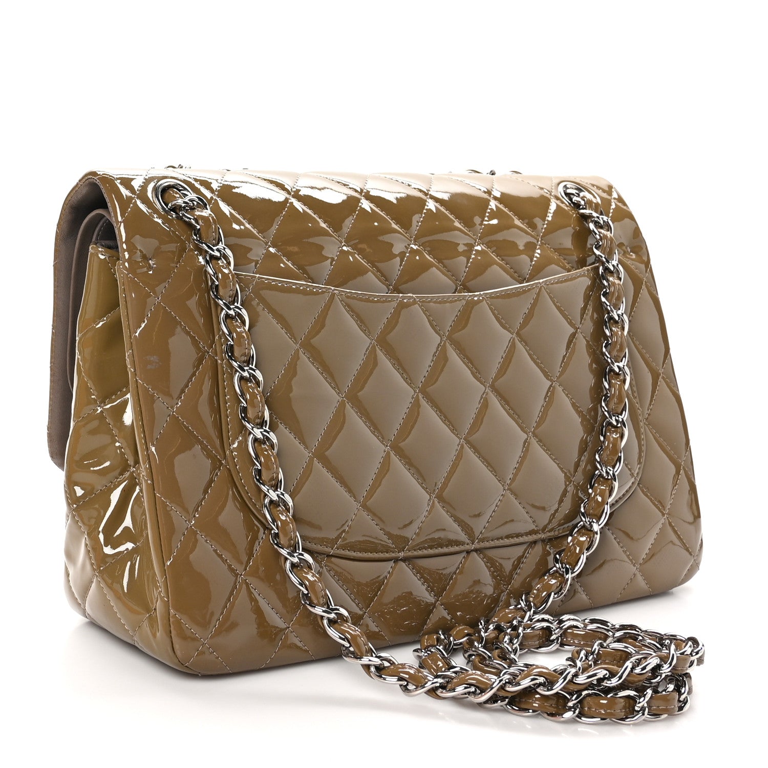 Chanel Patent Calfskin Quilted Jumbo Double Flap Grey 3 of 13