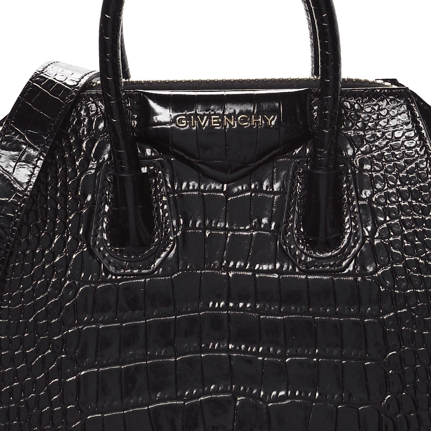Givenchy Calfskin Crocodile Embossed Mini Antigona Black 8 of 11