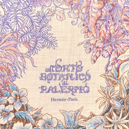 Hermes Cashmere Silk All'Orto Botanico di Palermo 140 Rose Naturel Bleu 2 of 4