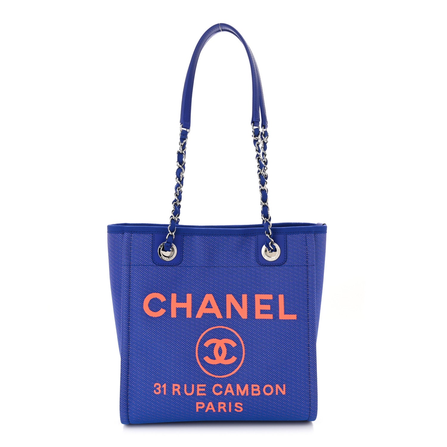 Chanel Mixed Fibers Mini Deauville Tote Blue Orange 1 of 10