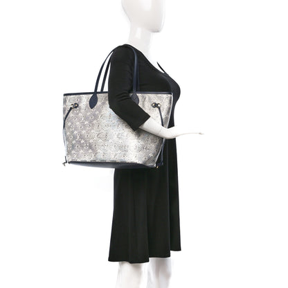 Louis Vuitton Monoglam Neverfull MM Blue 2 of 8