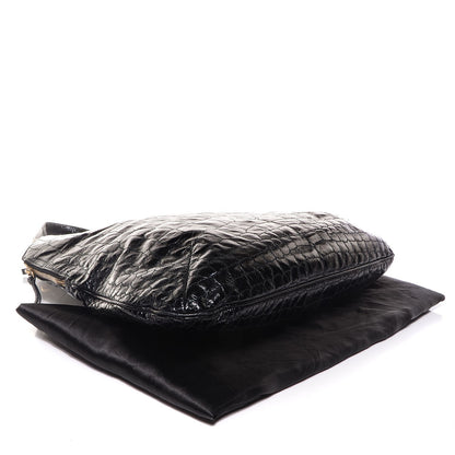 Saint Laurent Patent Crocodile Embossed Tribute Tote Black 4 of 8