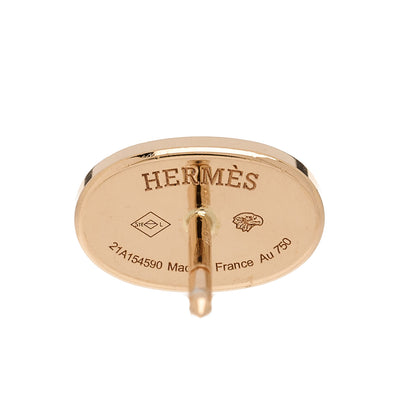 Hermes 18K Rose Gold Diamond Chaine d'Ancre Contour Stud Earrings 4 of 4