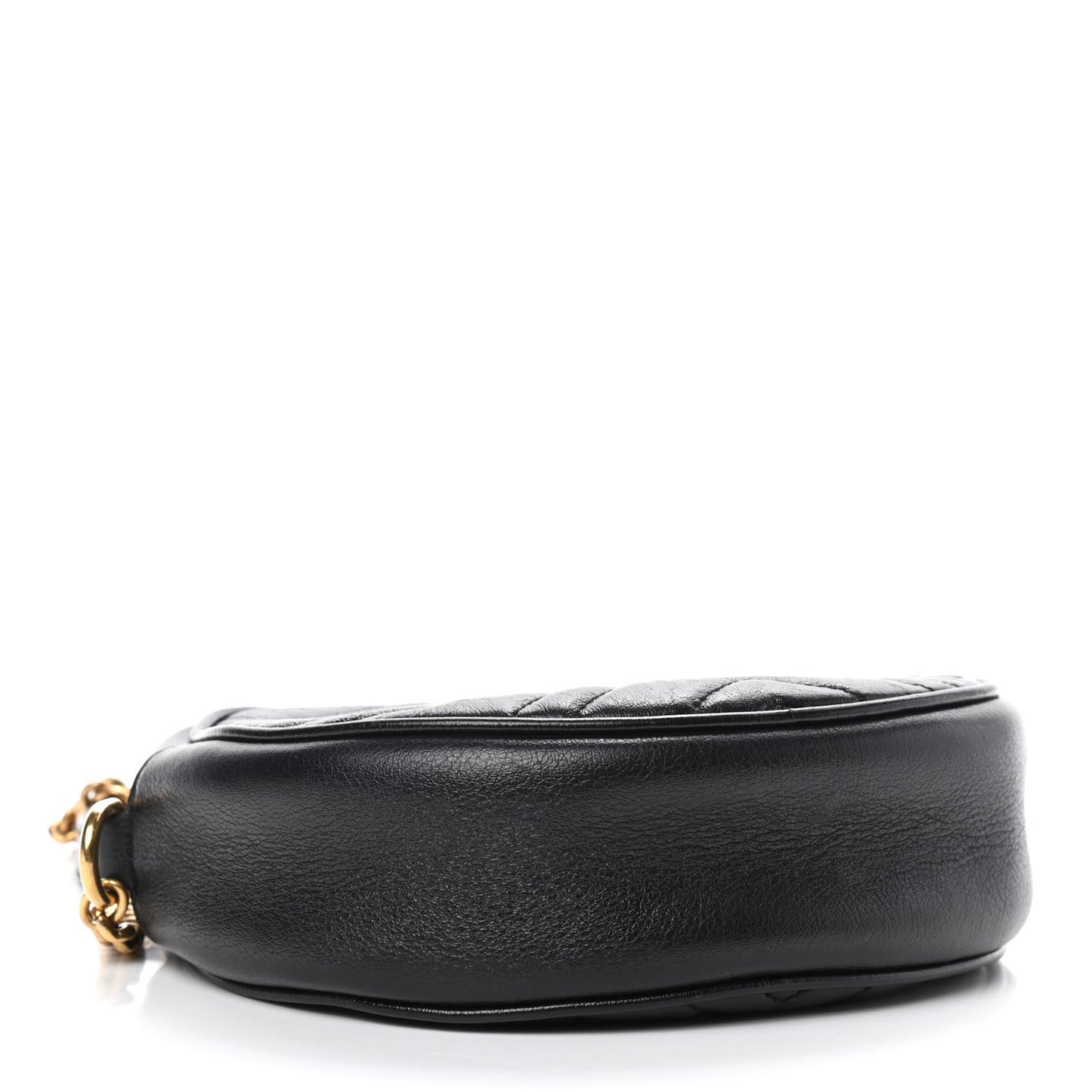 Azalea Calfskin Matelasse Heart Mini GG Marmont Round Shoulder Bag Black