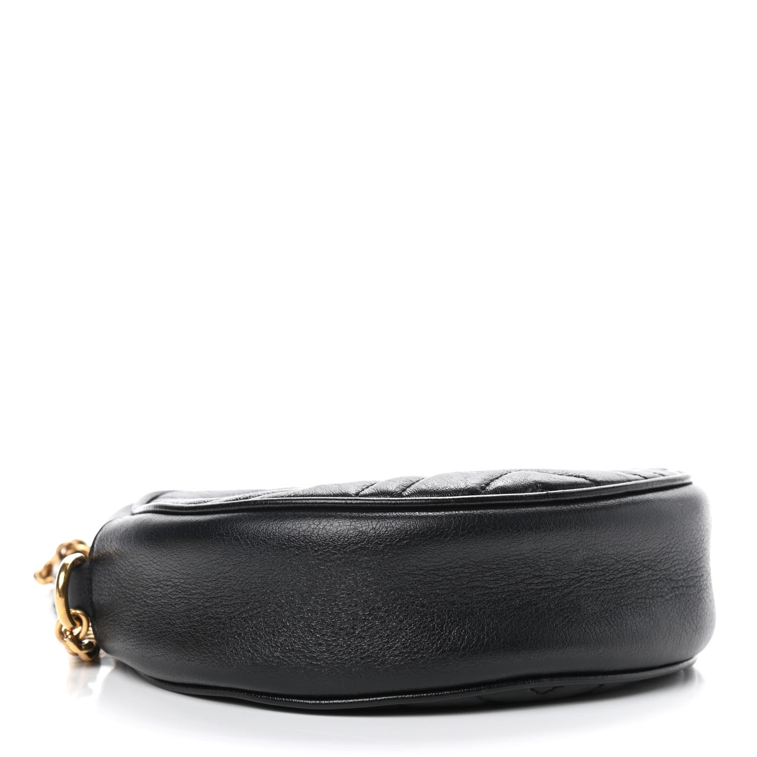 Gucci Azalea Calfskin Matelasse Heart Mini GG Marmont Round Shoulder Bag Black 4 of 9