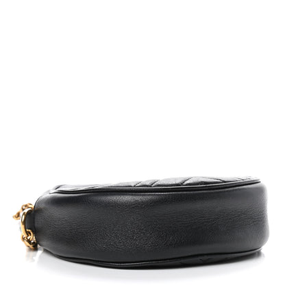 Gucci Azalea Calfskin Matelasse Heart Mini GG Marmont Round Shoulder Bag Black 4 of 9