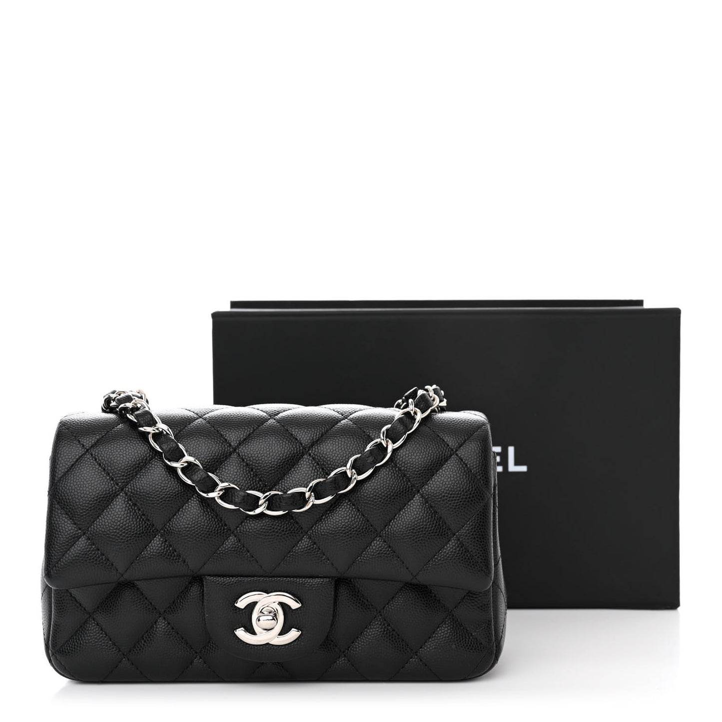 Caviar Quilted Mini Rectangular Flap Black