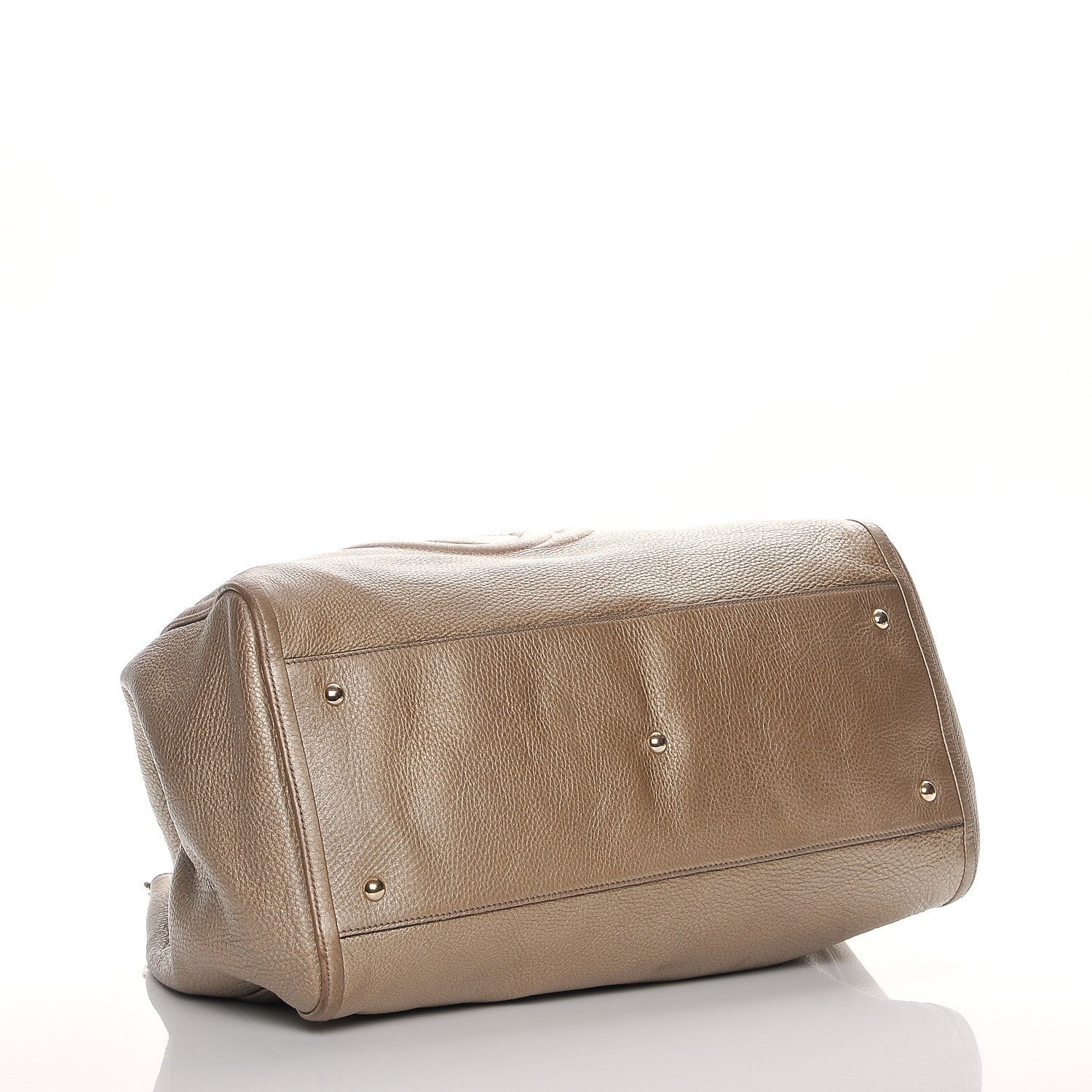 Gucci Metallic Pebbled Calfskin Large Soho Shoulder Bag Golden Beige 4 of 10