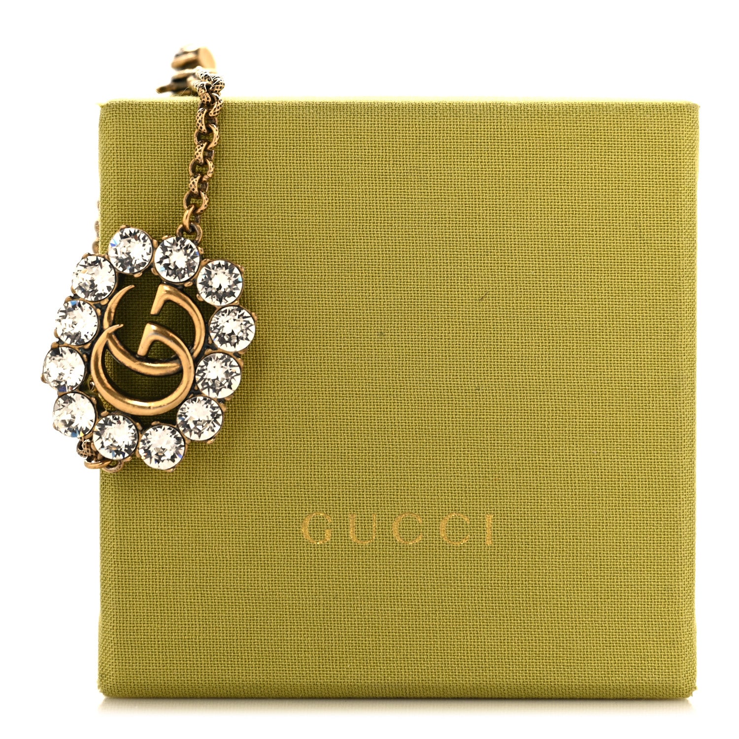 Gucci Metal Crystal Double G Bracelet Aged Gold 5 of 5