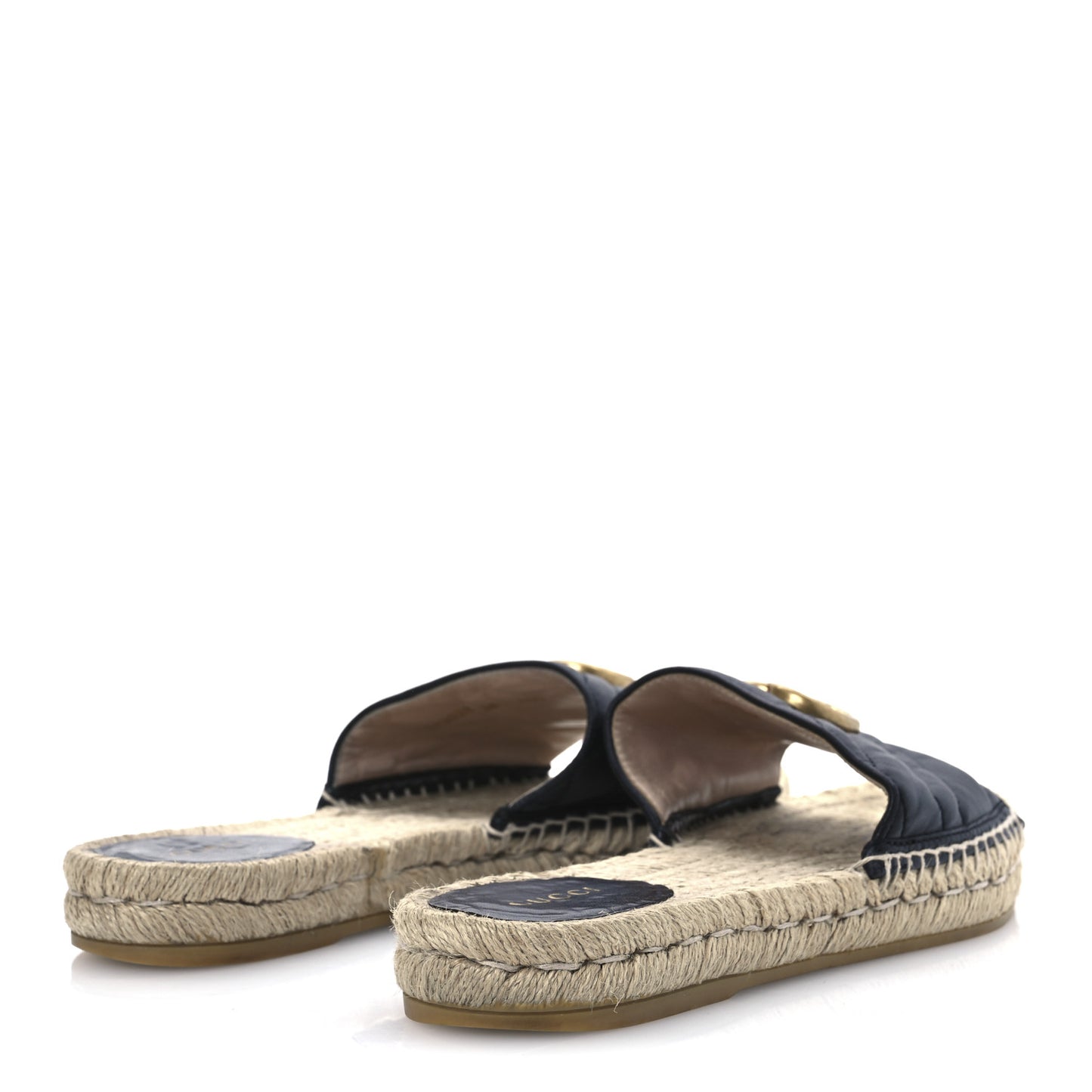 Nappa Matelasse GG Marmont Espadrille Slide Sandals 38 Black