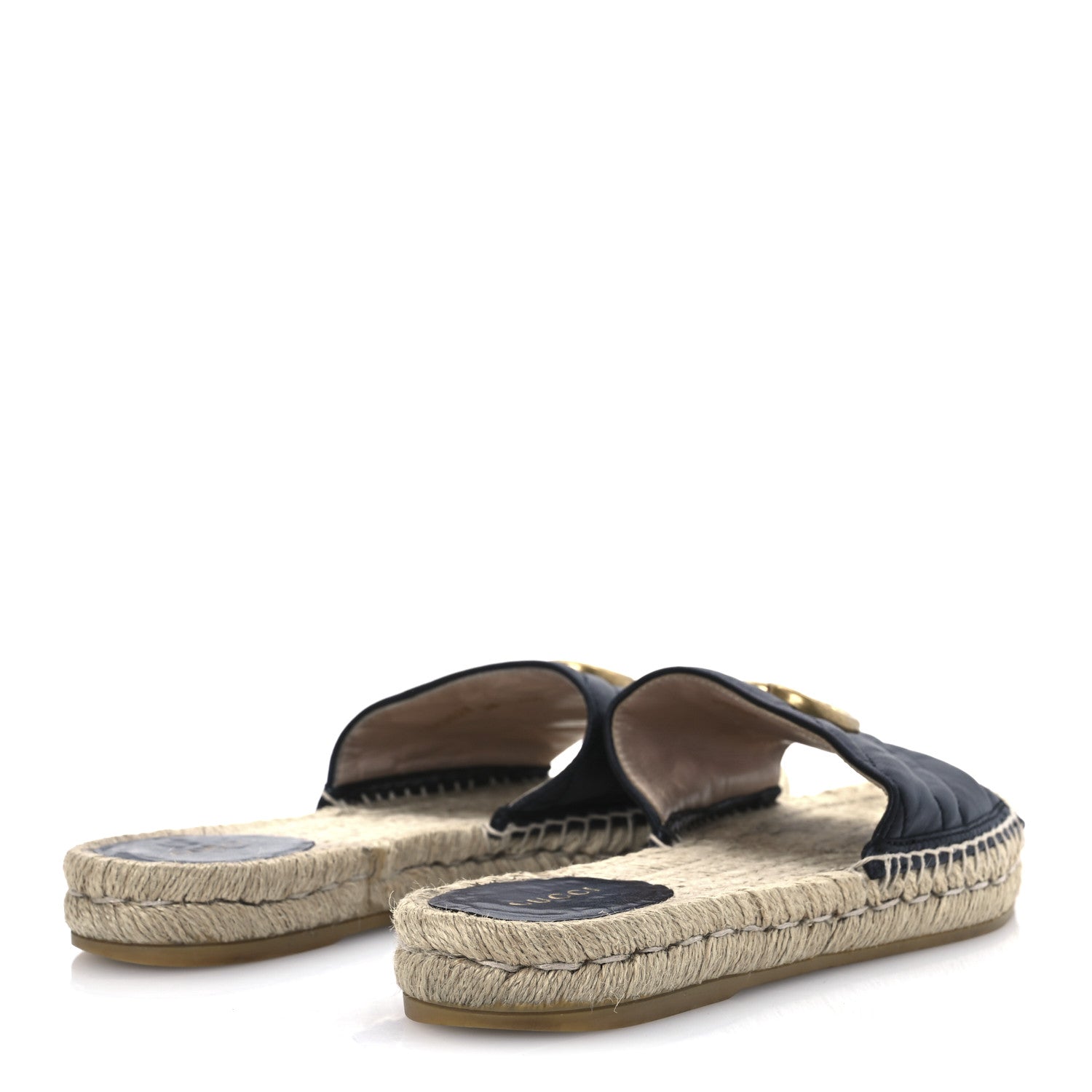 Gucci Nappa Matelasse GG Marmont Espadrille Slide Sandals 38 Black 5 of 14