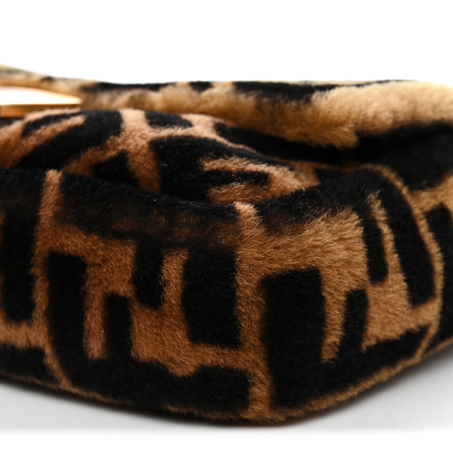 Shearling Vitello Dolce Macro FF 1974 Baguette Tobacco Black
