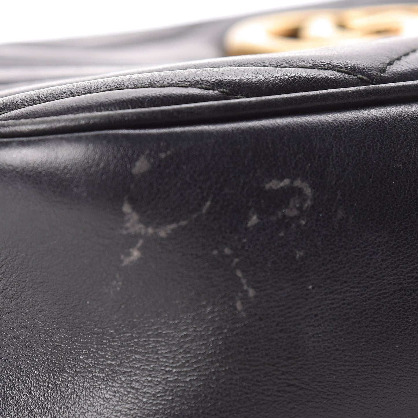 Calfskin Matelasse Small GG Marmont Chain Shoulder Bag Black