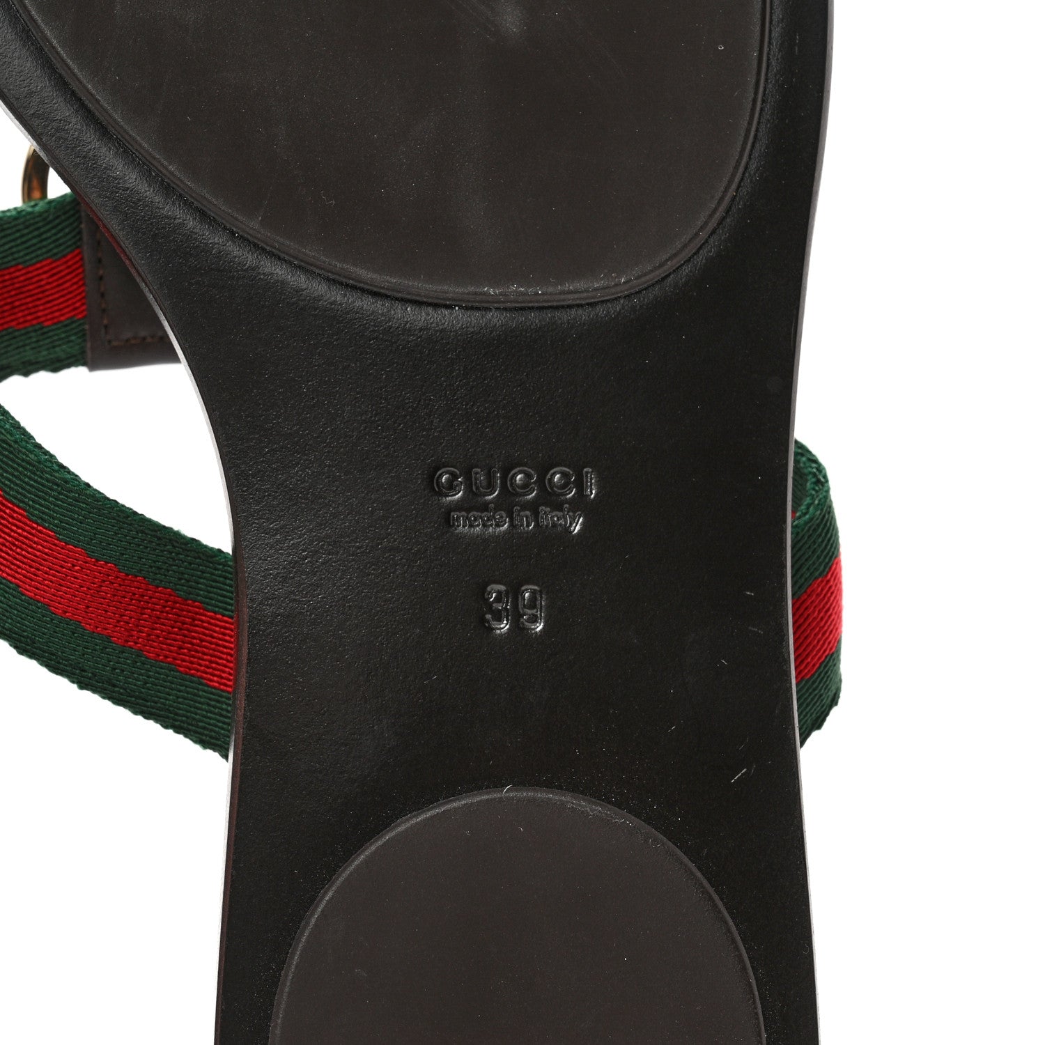 Gucci Nylon Guccissima Web Womens Thong Sandals 39 Cocoa Green Red 6 of 12