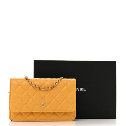 Chanel Caviar Quilted Wallet on Chain WOC Yellow 15 of 15