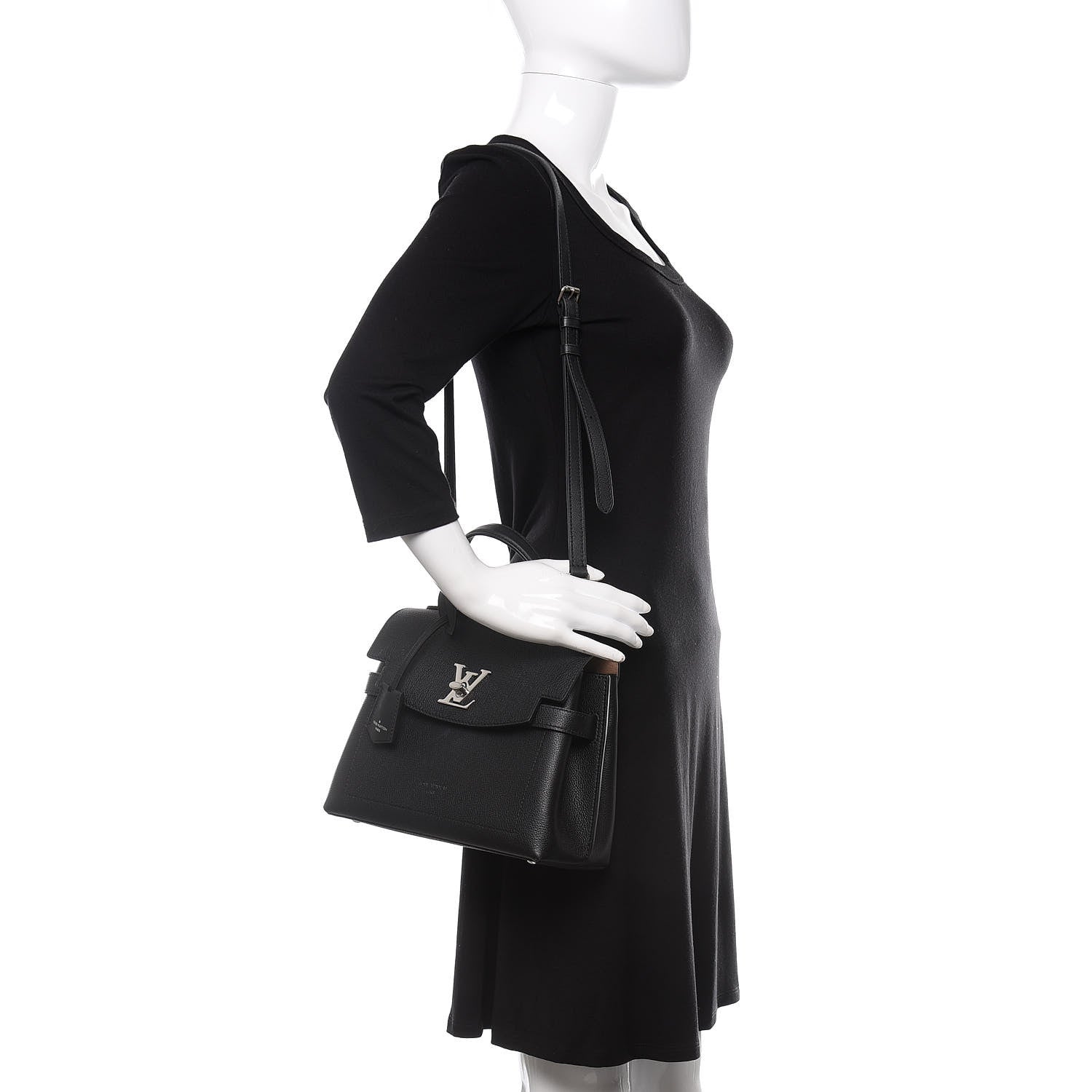 Louis Vuitton Calfskin Lockme Ever BB Black 2 of 13