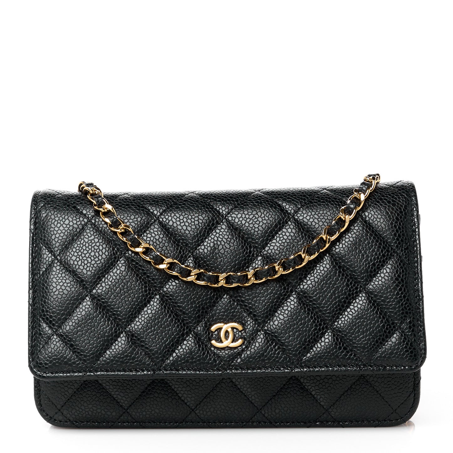 Caviar Quilted Wallet on Chain WOC Black