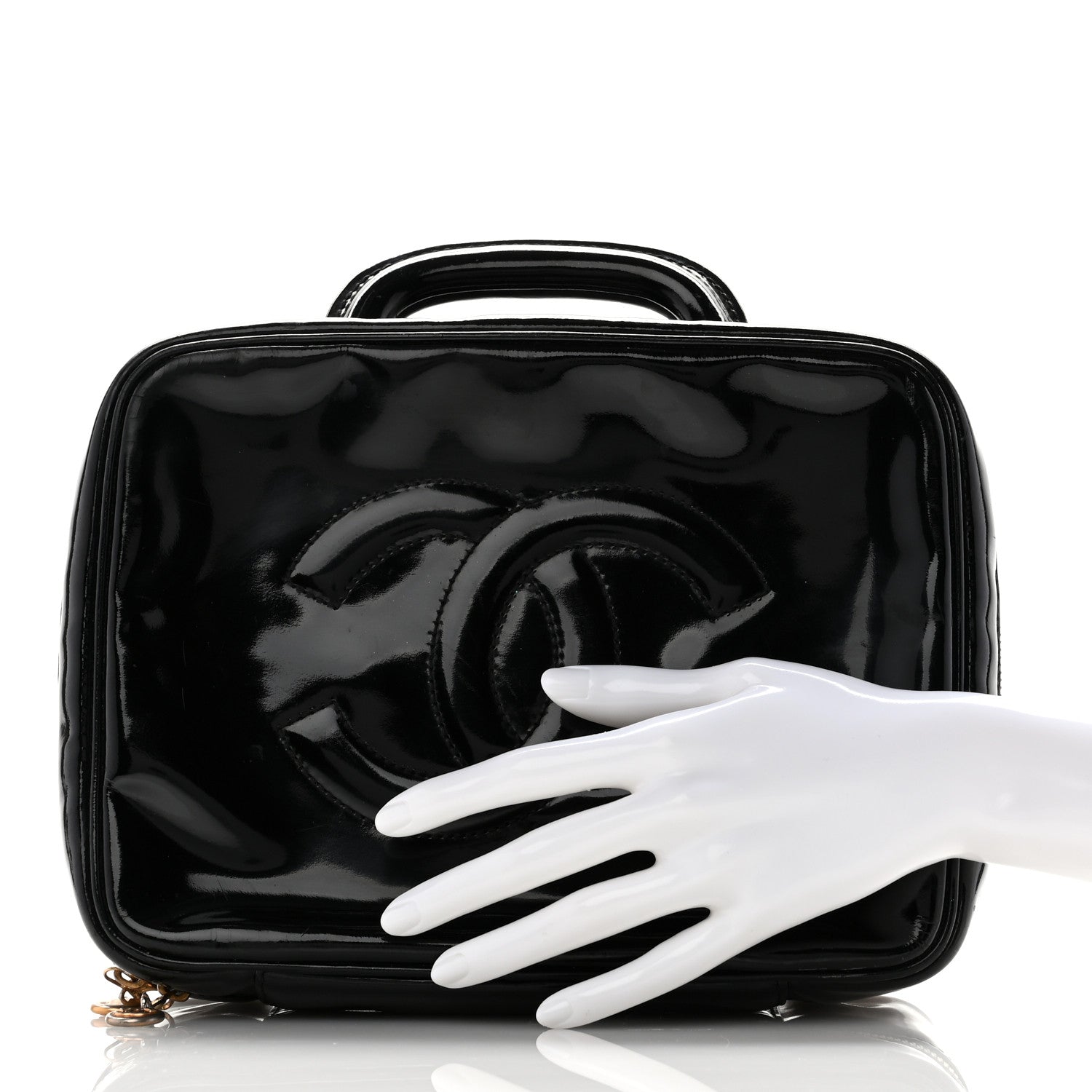 Chanel Patent CC Vanity Cosmetic Case Black 2 of 7